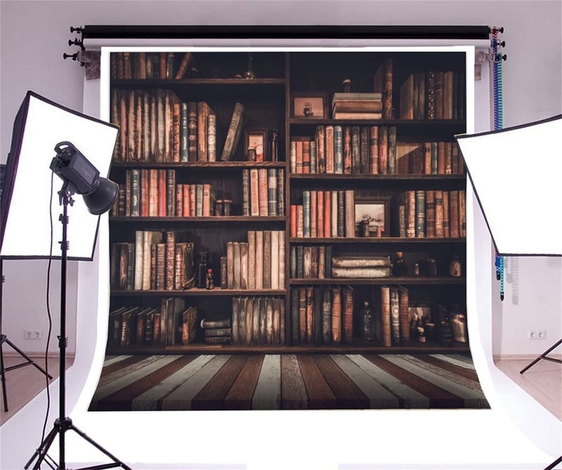 AOFOTO 10x10ft Old Books on Vintage Bookshelf Photography Background Library Retro Bookcase Backdrop Kid Boy Girl Adult Artistic Portrait Photoshoot Studio Props Video Drape Wallpaper - Image 2